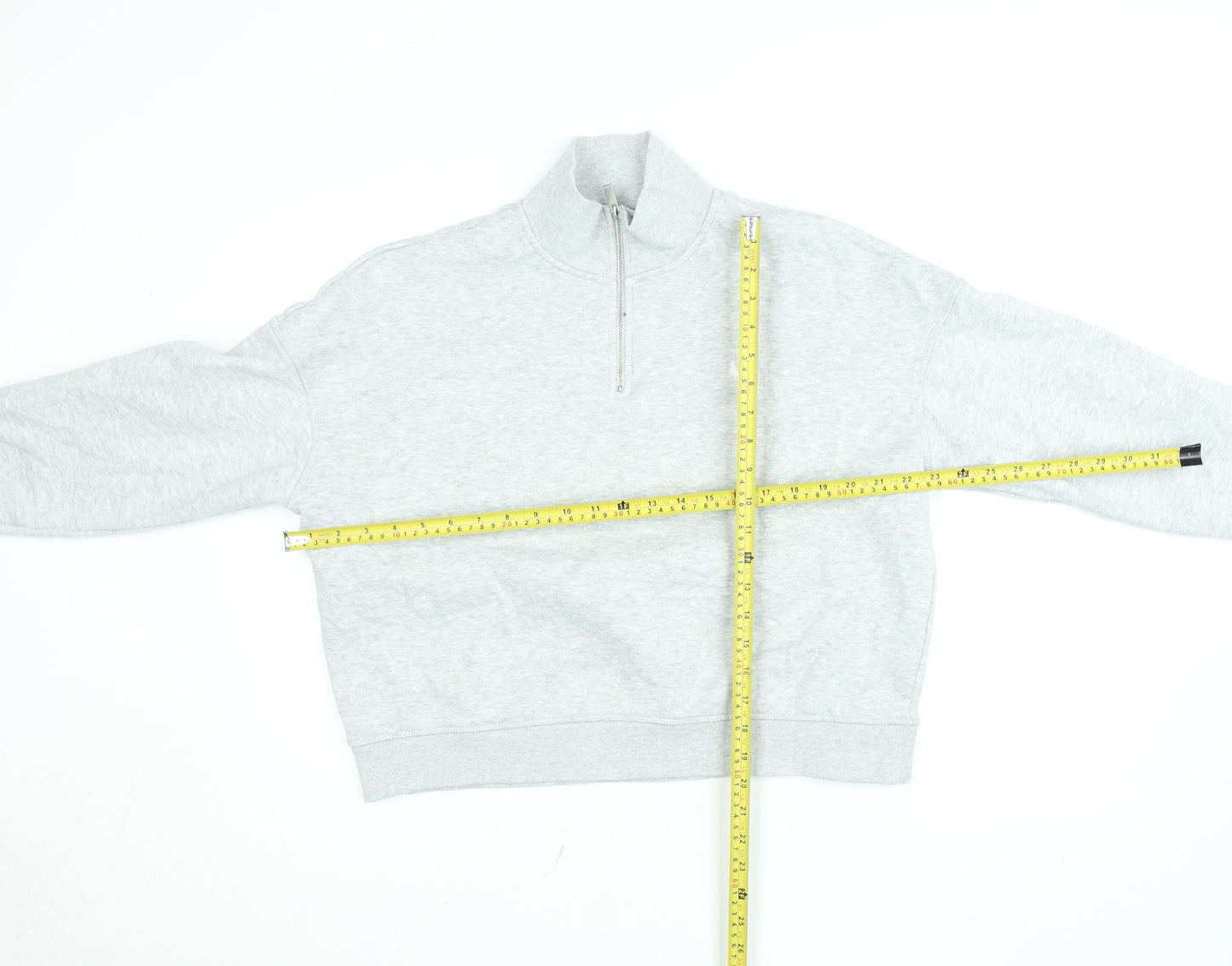 Jack Wills Women's Grey 1/4 Zip Sweatshirt UK 12 Cotton Blend Fleece Lined