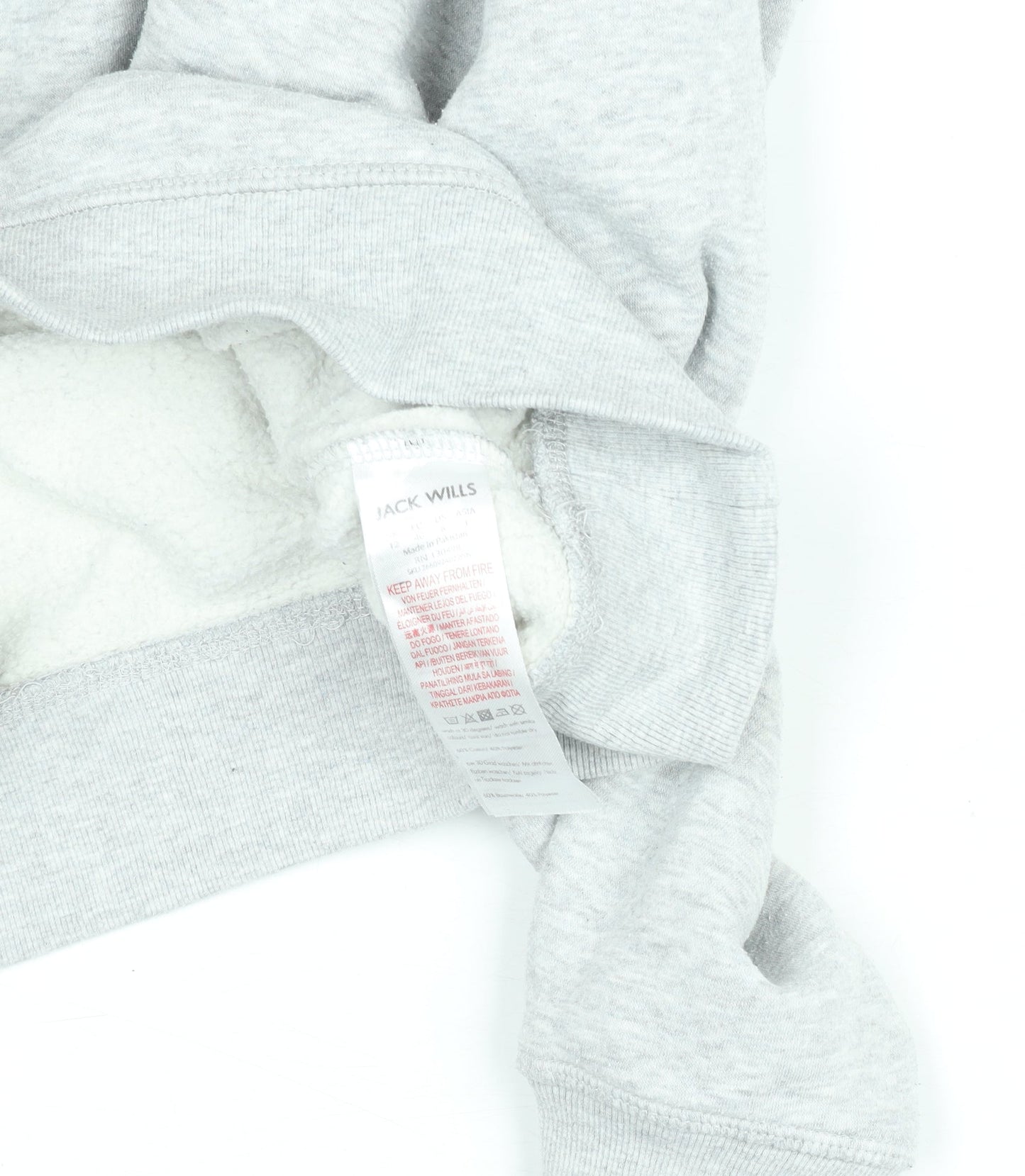 Jack Wills Women's Grey 1/4 Zip Sweatshirt UK 12 Cotton Blend Fleece Lined