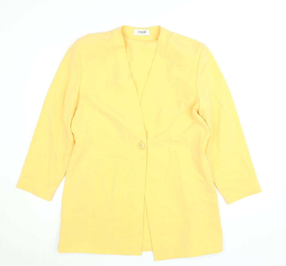 POEM Women's Yellow Polyester Single-Breasted Blazer Size 12