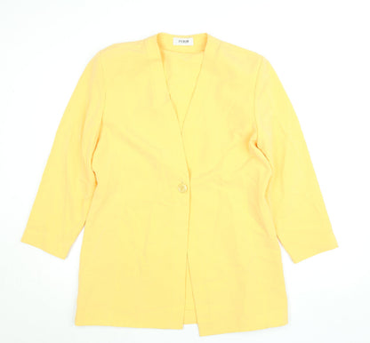 POEM Women's Yellow Polyester Single-Breasted Blazer Size 12