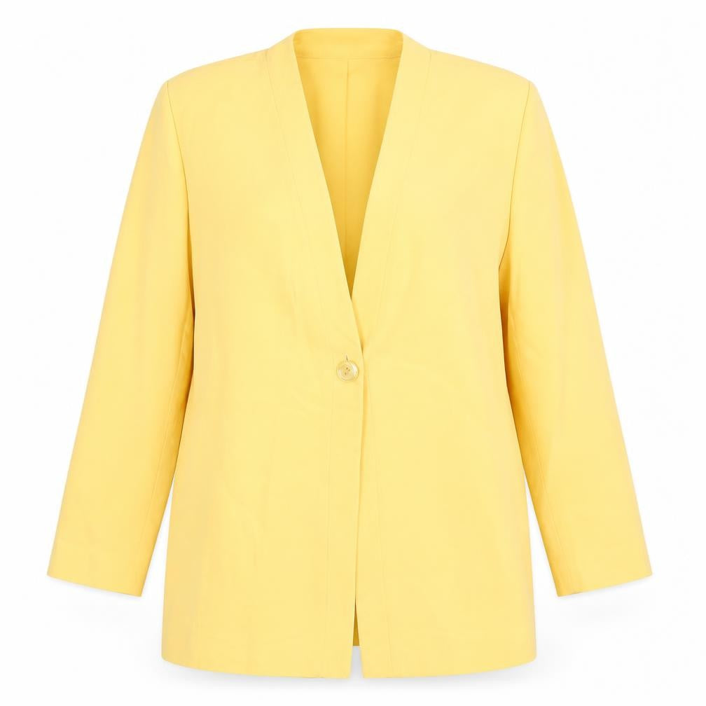 POEM Women's Yellow Polyester Single-Breasted Blazer Size 12