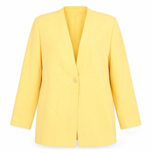 POEM Women's Yellow Polyester Single-Breasted Blazer Size 12
