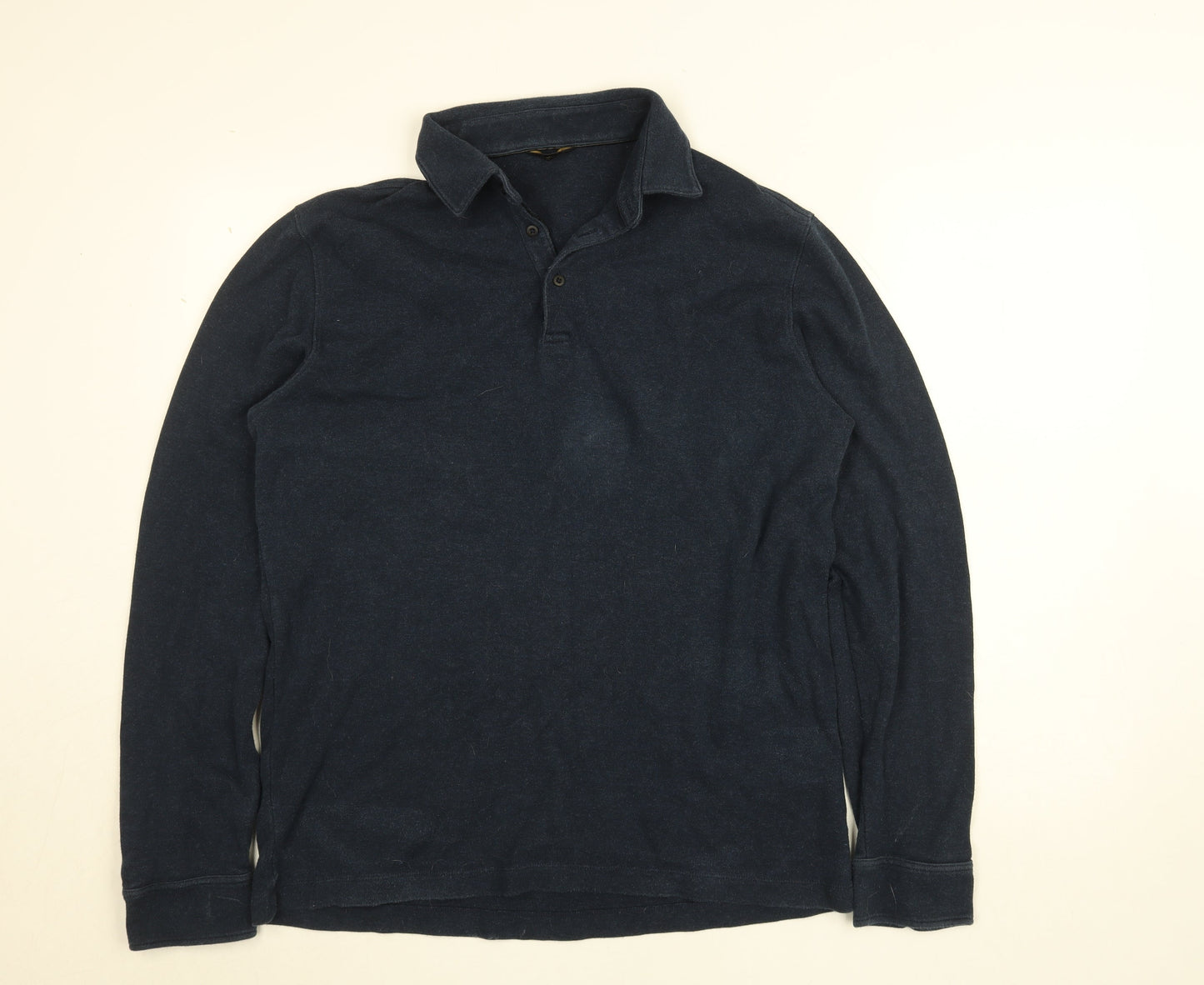 Massimo Dutti Men's Blue Long Sleeve Collared Button-Up Shirt XL