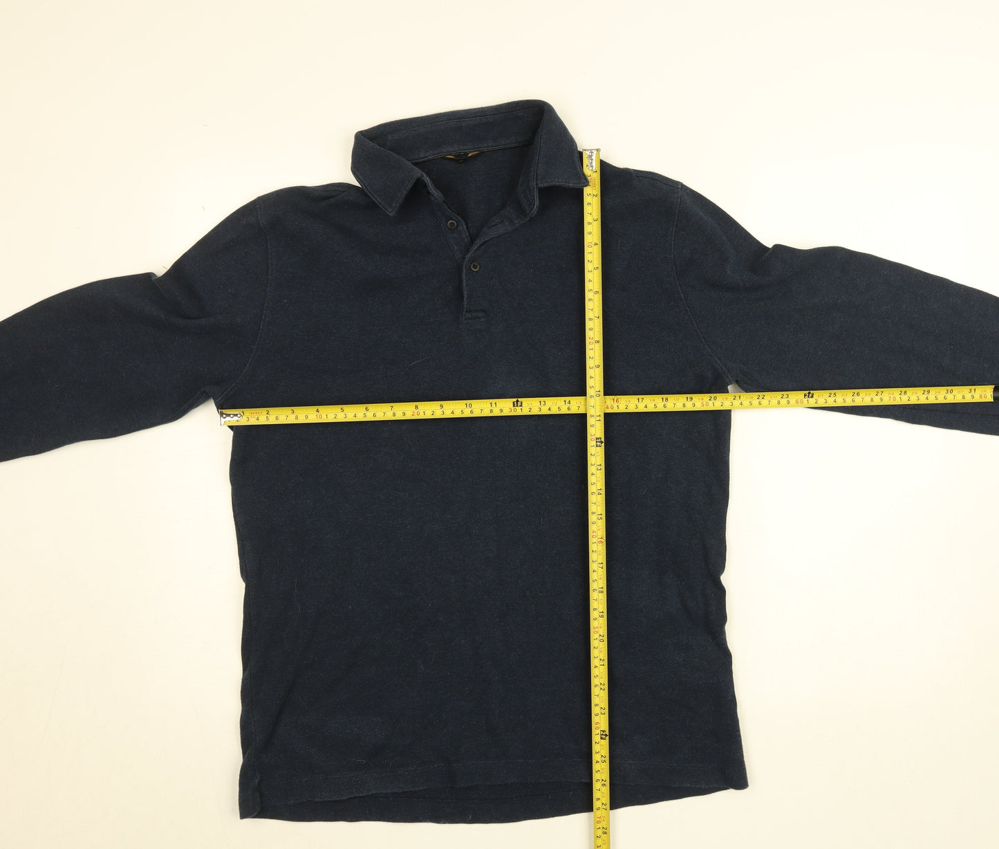 Massimo Dutti Men's Blue Long Sleeve Collared Button-Up Shirt XL