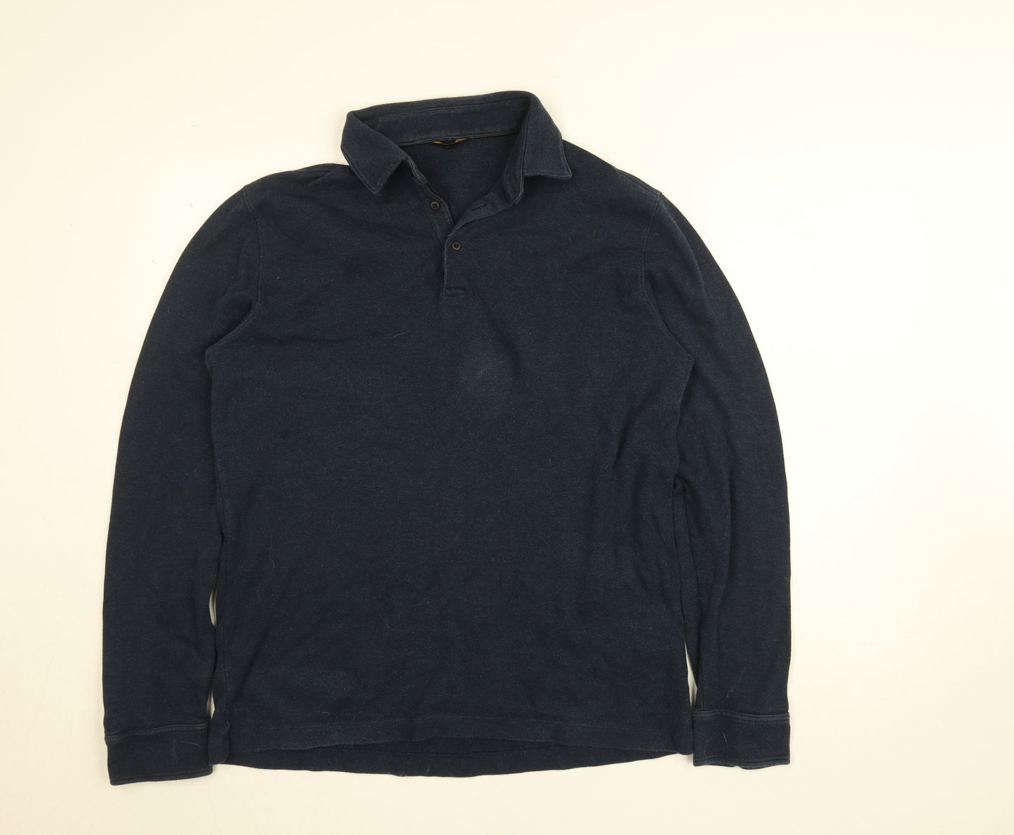 Massimo Dutti Men's Blue Long Sleeve Collared Button-Up Shirt XL