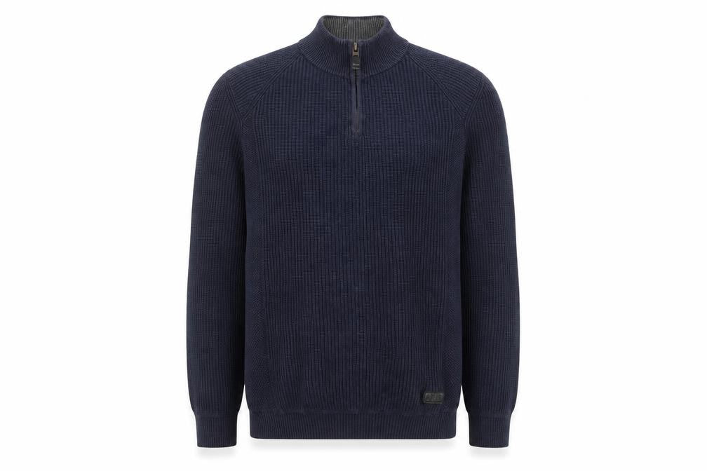Diesel Men's Blue Cotton Blend 1/4 Zip Knit Jumper Size S