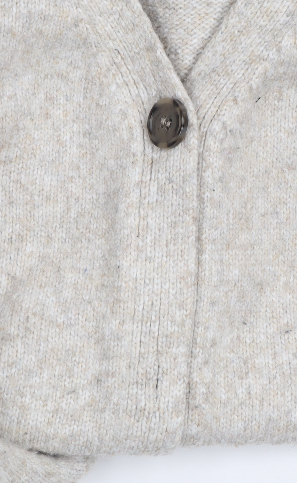 H&M Women’s Beige Long Knitted V-Neck Cardigan Size 12