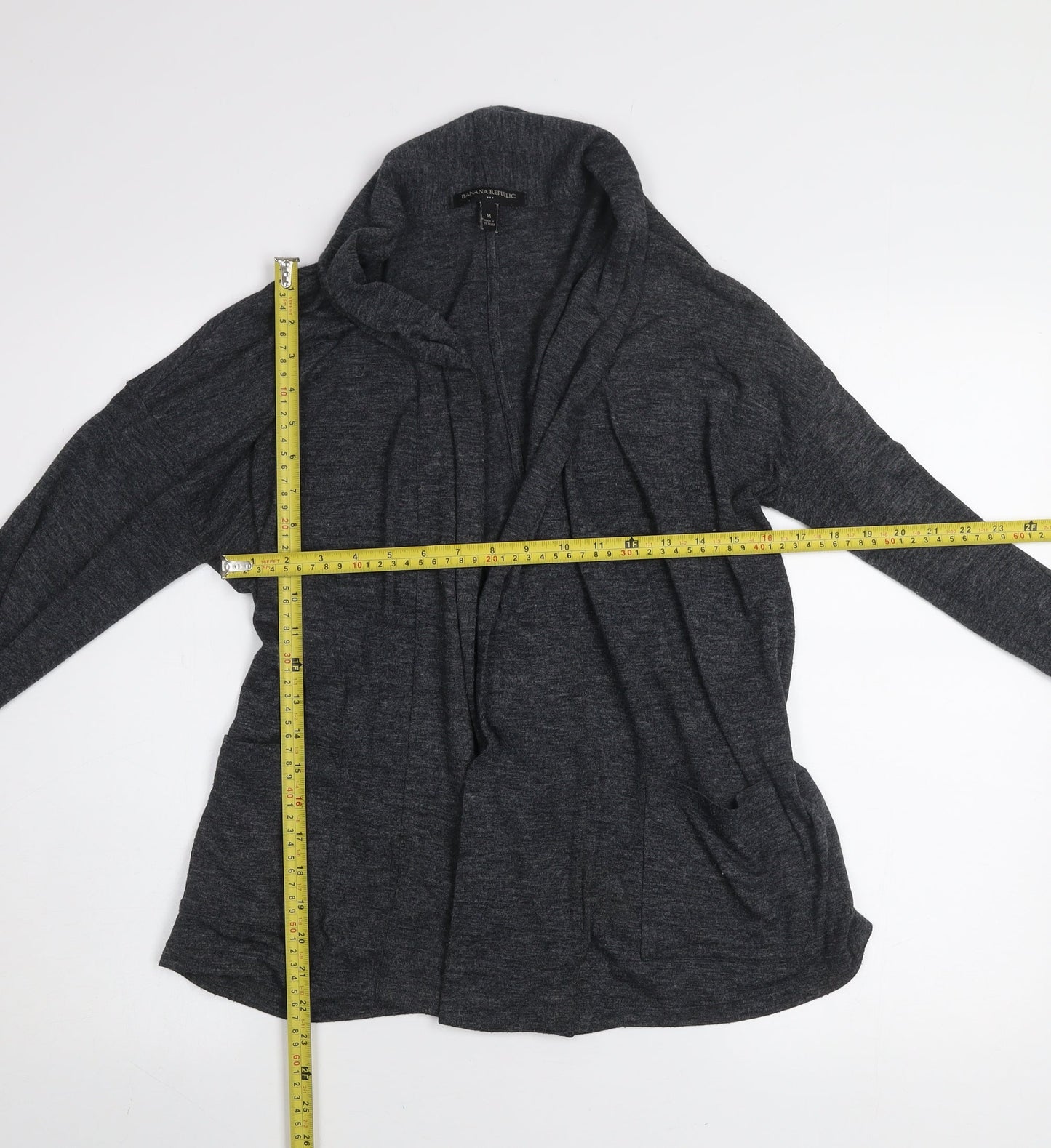 Banana Republic Women's Grey Knit Cardigan Size M Open Front Long Sleeve