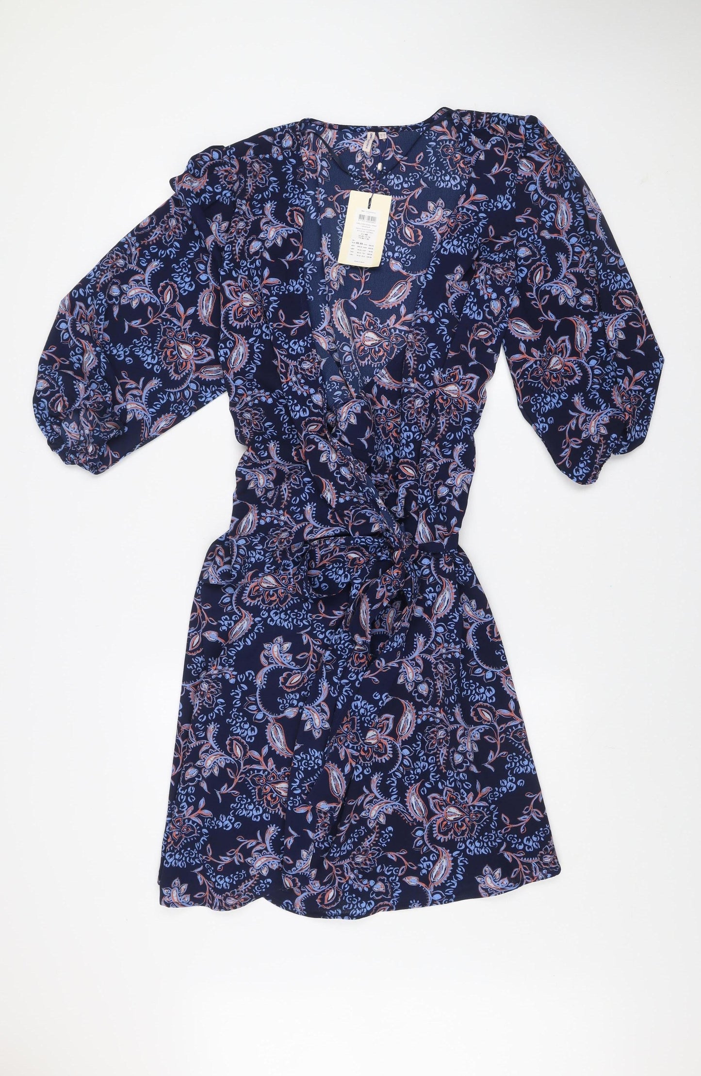 ONLY Carmakoma Women’s Blue Paisley Wrap Dress Size 20 Plus 3/4 Sleeve