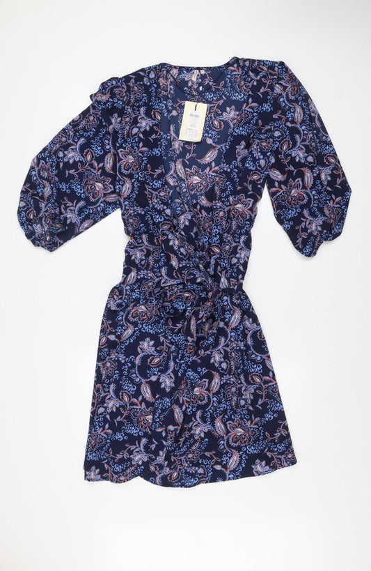 ONLY Carmakoma Women’s Blue Paisley Wrap Dress Size 20 Plus 3/4 Sleeve