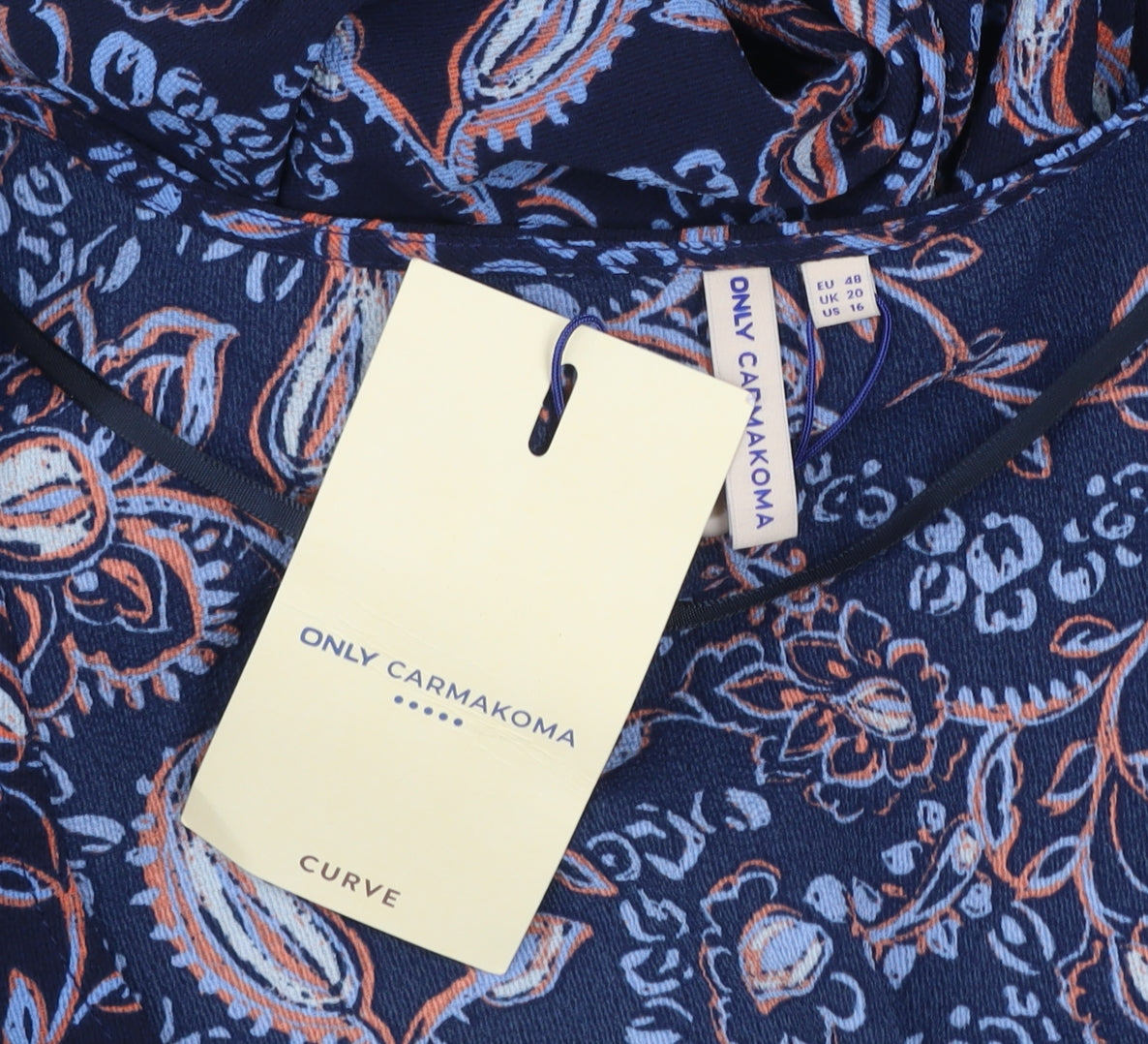 ONLY Carmakoma Women’s Blue Paisley Wrap Dress Size 20 Plus 3/4 Sleeve