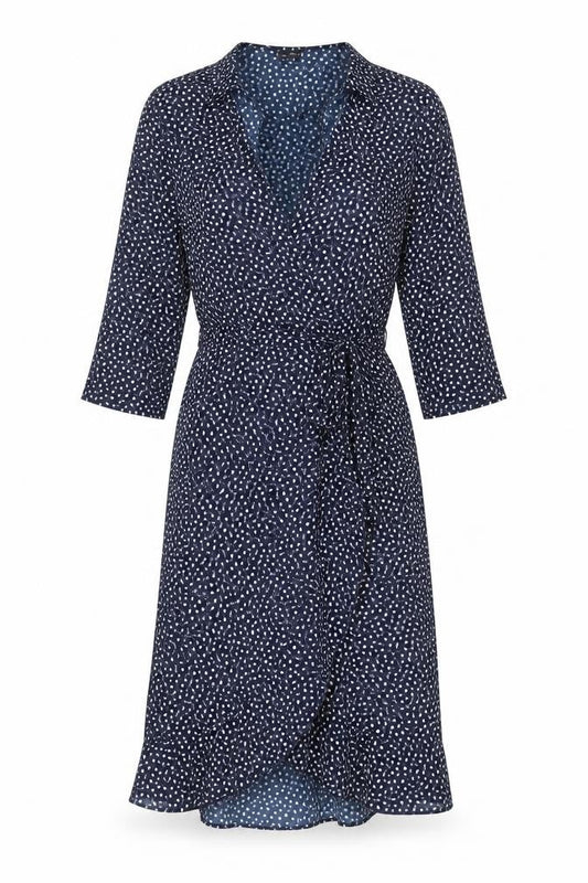 Vero Moda Women Blue Polka Dot Midi Wrap Dress Size XL
