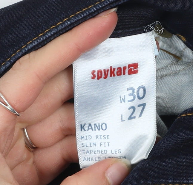 Spykar Men Blue Slim Fit Mid Rise Ankle Jeans W30 L27