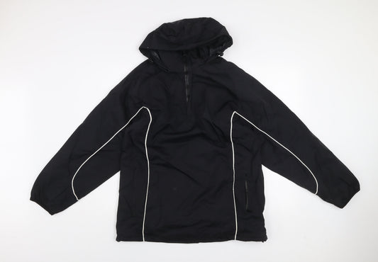 SWI Men’s Black Nylon Hooded Anorak Jacket Size 34 Water Resistant