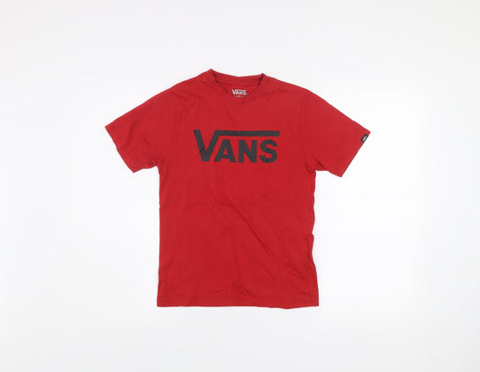 Vans Women's Red Classic Fit Short Sleeve Cotton T-Shirt Size S (8-10)