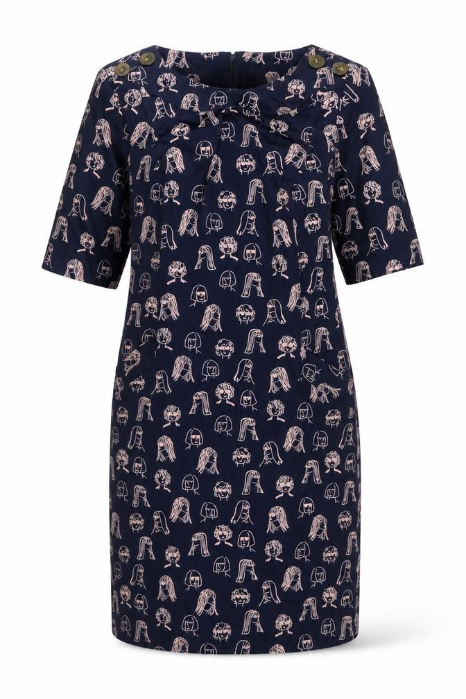 Boden Women’s Blue Abstract Art Print Knee Length Shift Dress Size 8