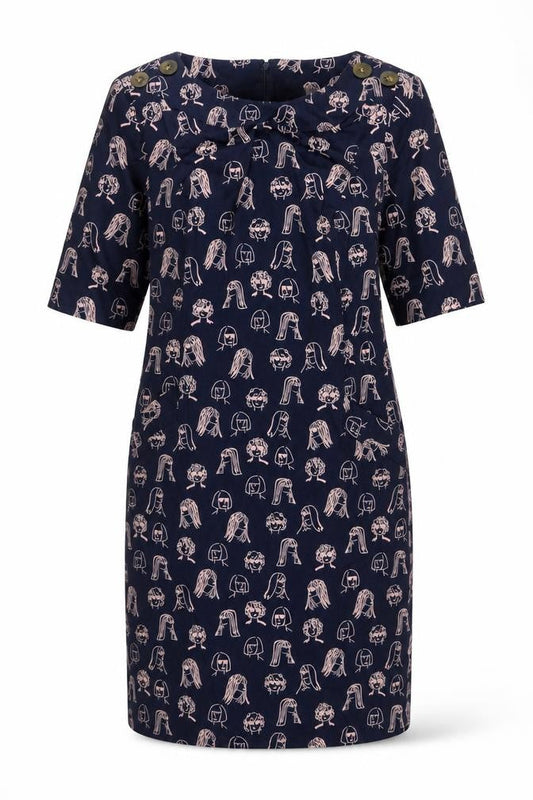 Boden Women’s Blue Abstract Art Print Knee Length Shift Dress Size 8