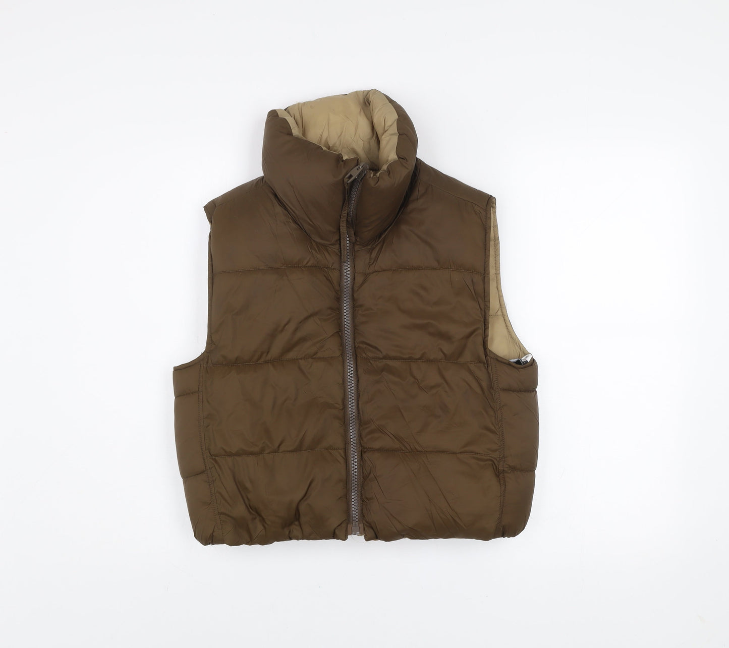 Zara Women Brown XS Puffer Quilted Waistcoat