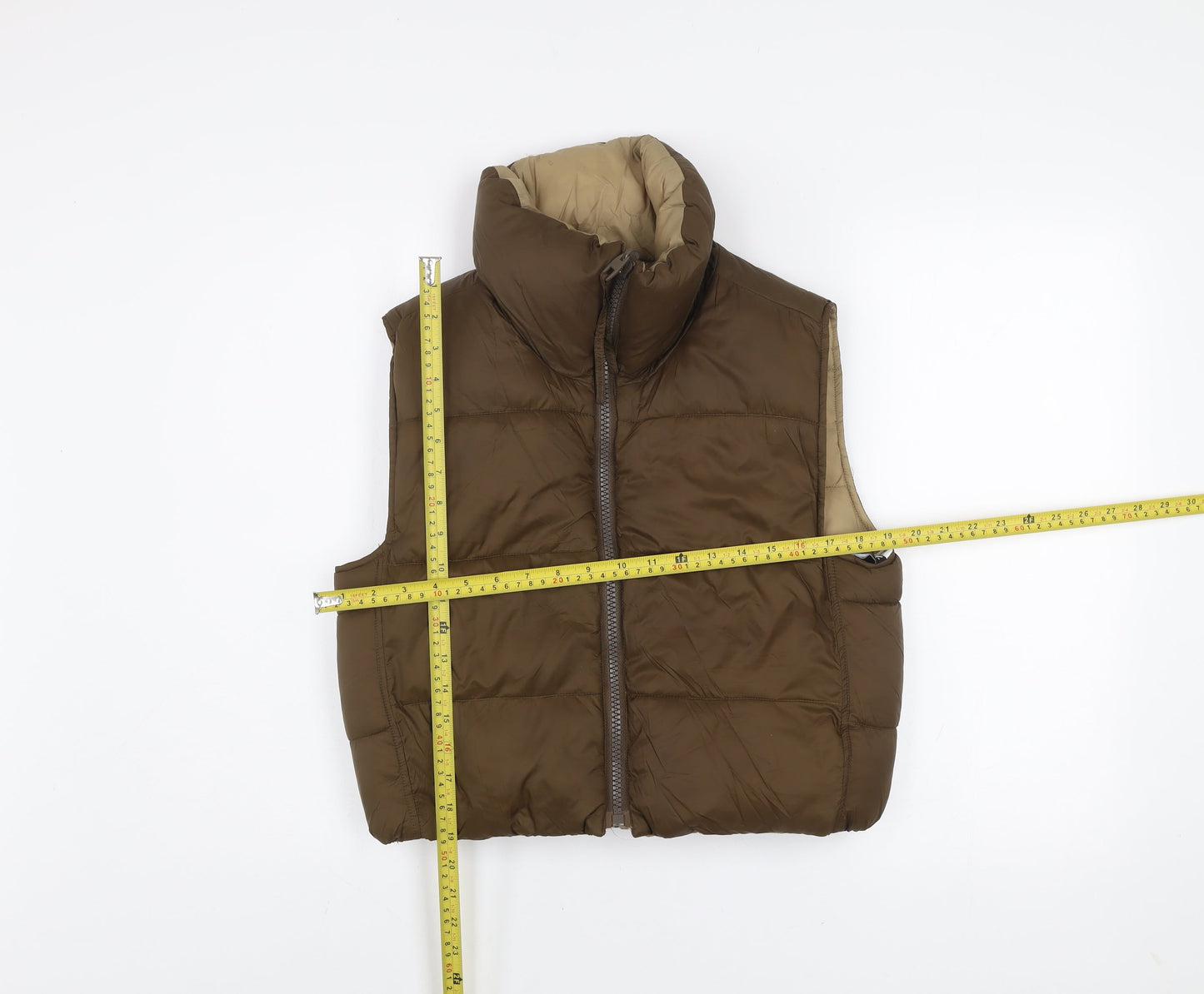 Zara Women Brown XS Puffer Quilted Waistcoat