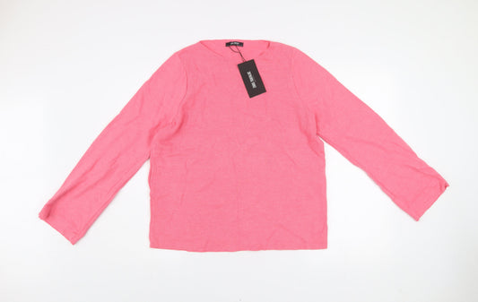 Zara Women Pink Crew Neck Cotton Blend Long Sleeve Pullover Jumper S
