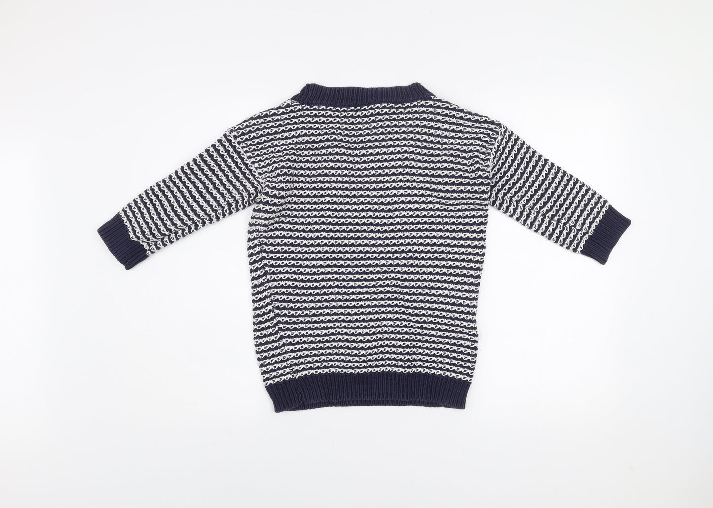 Next Women's Blue White Cotton Knit Striped Crew Neck Jumper Size 6