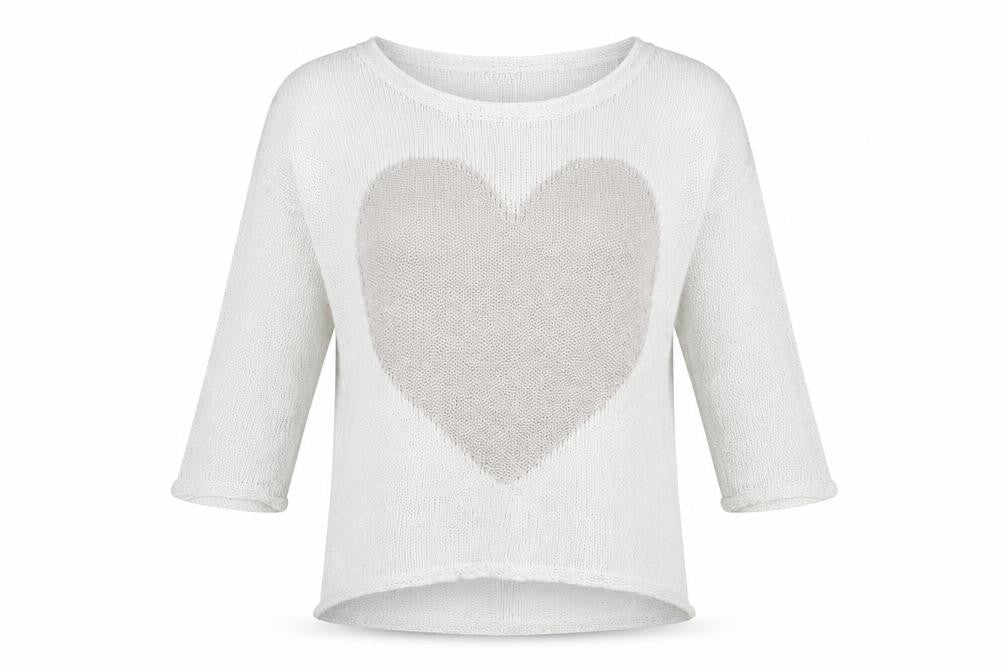 Next Women’s White Cotton Knit Heart Pullover Jumper Size 12