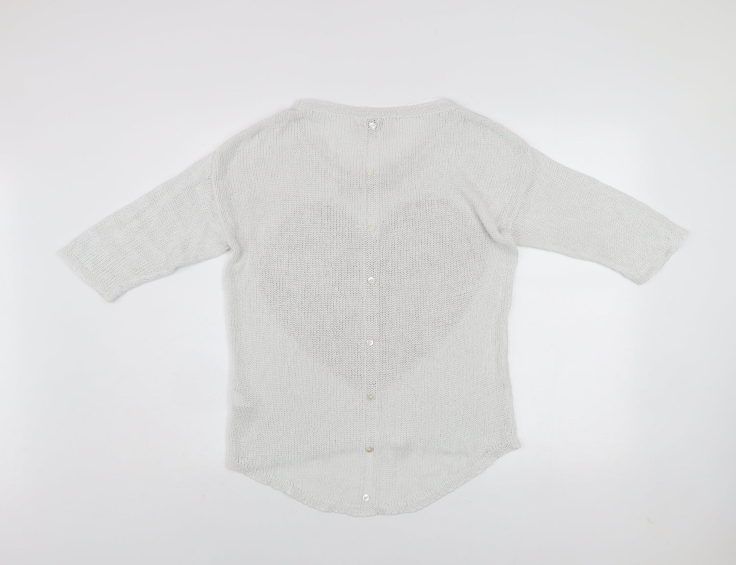 Next Women’s White Cotton Knit Heart Pullover Jumper Size 12