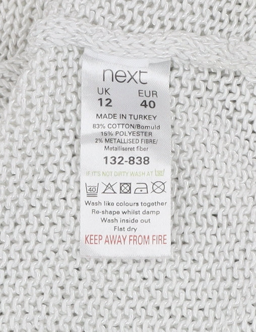 Next Women’s White Cotton Knit Heart Pullover Jumper Size 12