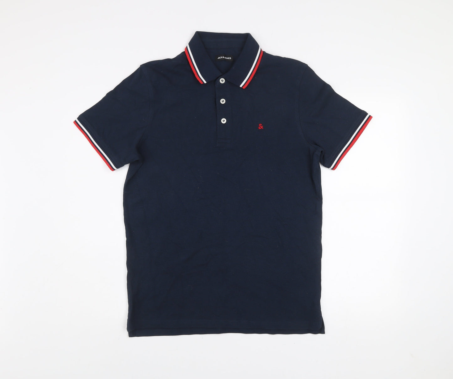 Jack & Jones Men's Blue Polo Shirt L Classic Cotton Short Sleeve