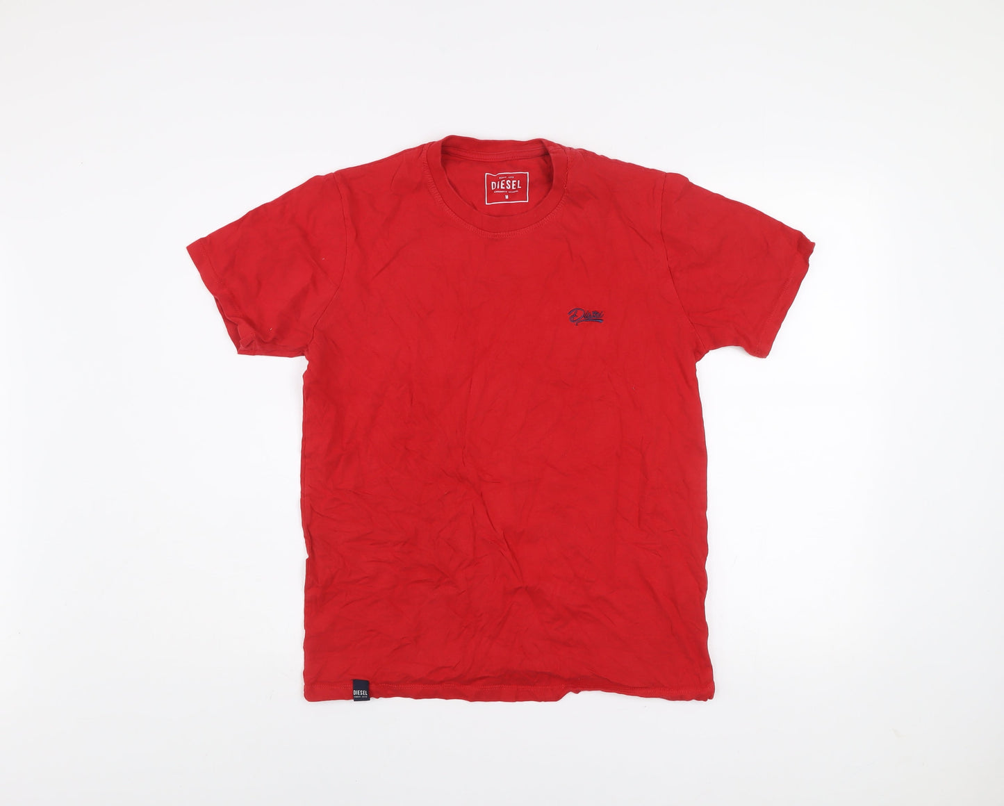 Diesel Men's Red Cotton Crew Neck Short Sleeve T-Shirt M