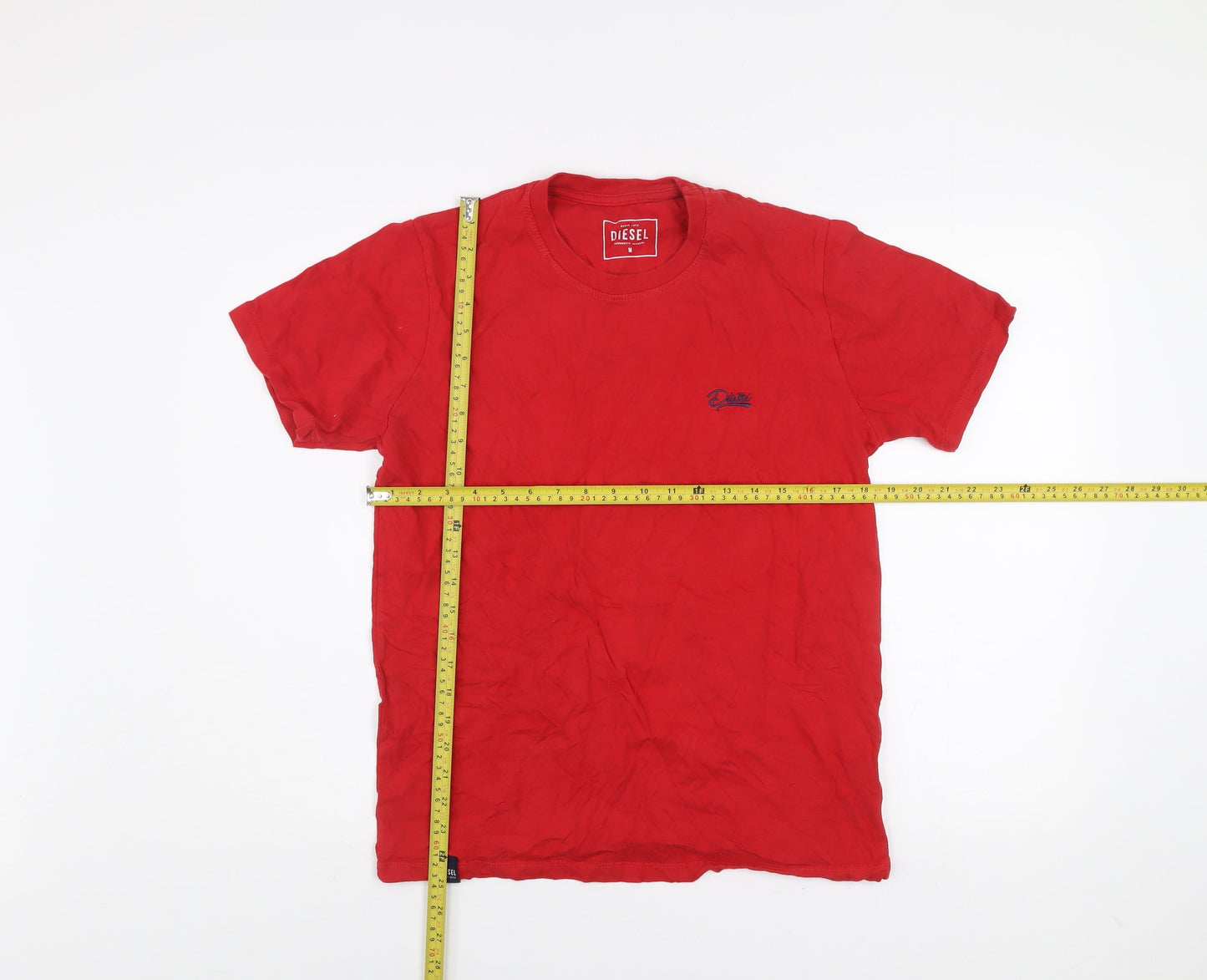 Diesel Men's Red Cotton Crew Neck Short Sleeve T-Shirt M