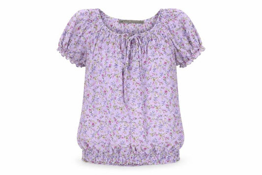 Zara Basic Women's Purple Floral Chiffon Tunic Blouse XS