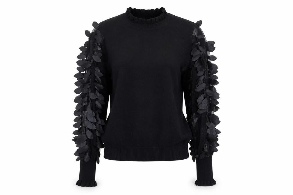 Blue Vanilla Womens Black High Neck Jumper UK S Puff Sleeve Pullover