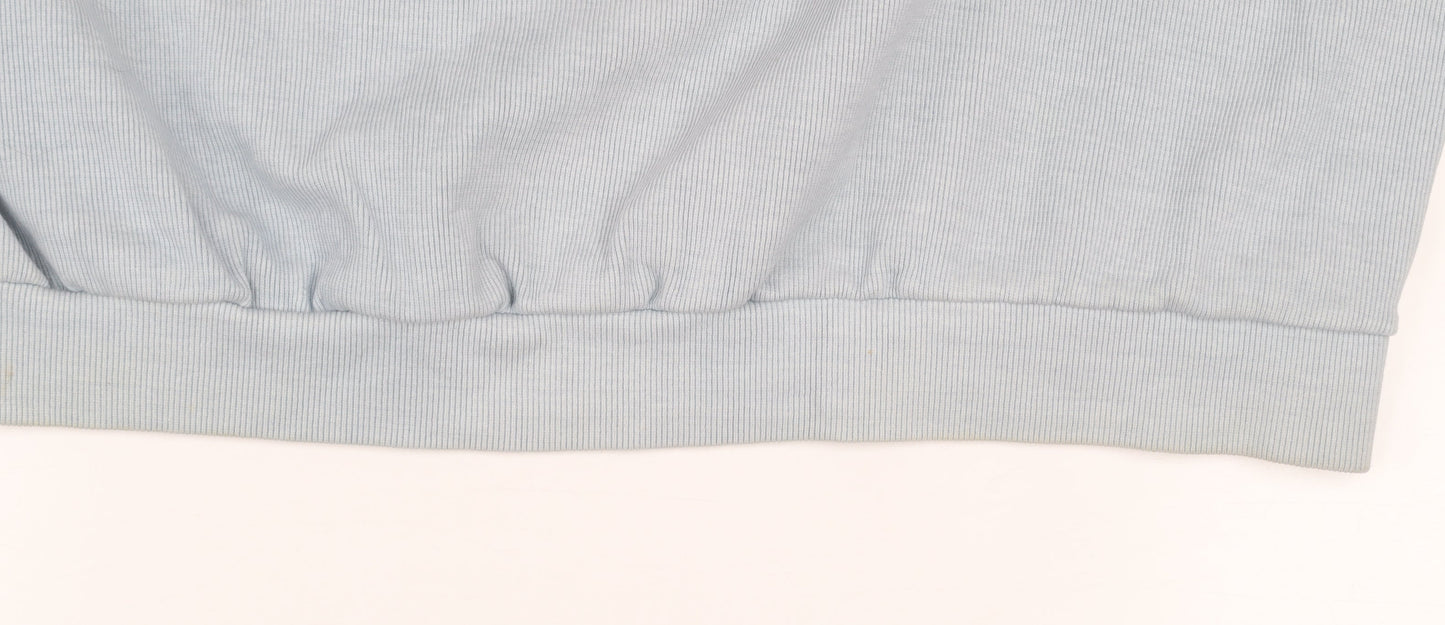 boohooMAN Men's Blue V-Neck Graphic Sweatshirt Size L Relaxed Fit
