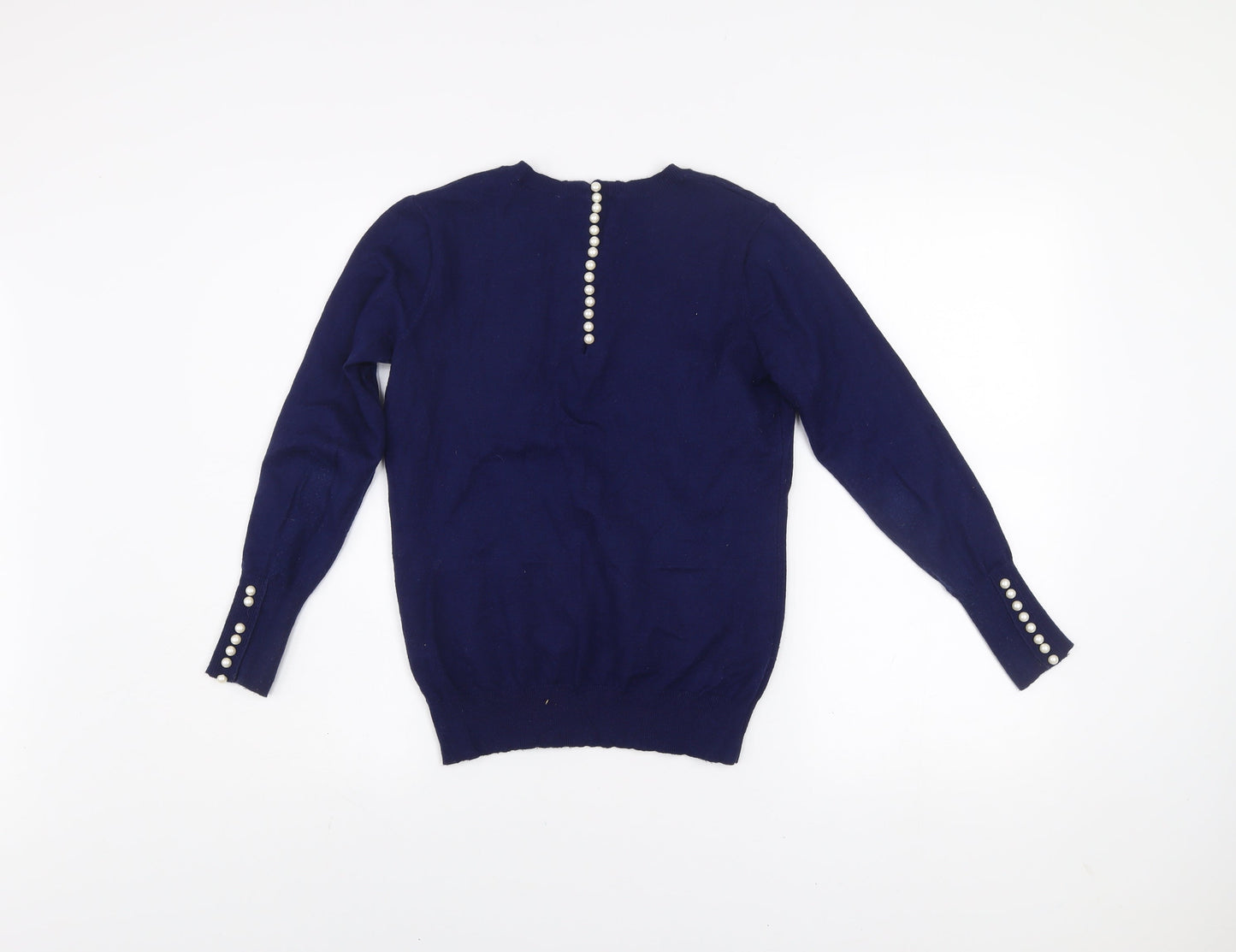 Savida Women’s Navy Blue Crew Neck Long Sleeve Pullover Jumper Size 10