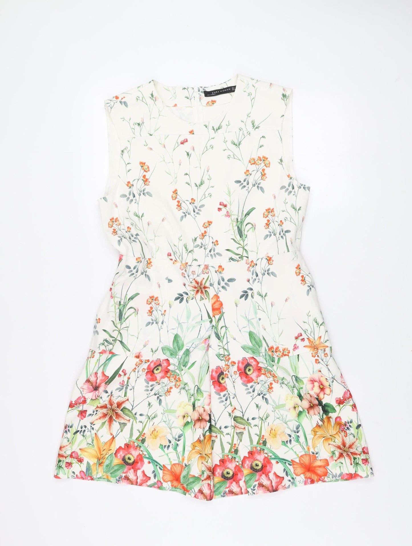 Zara Woman Floral A-Line Sleeveless Short Dress Size 14