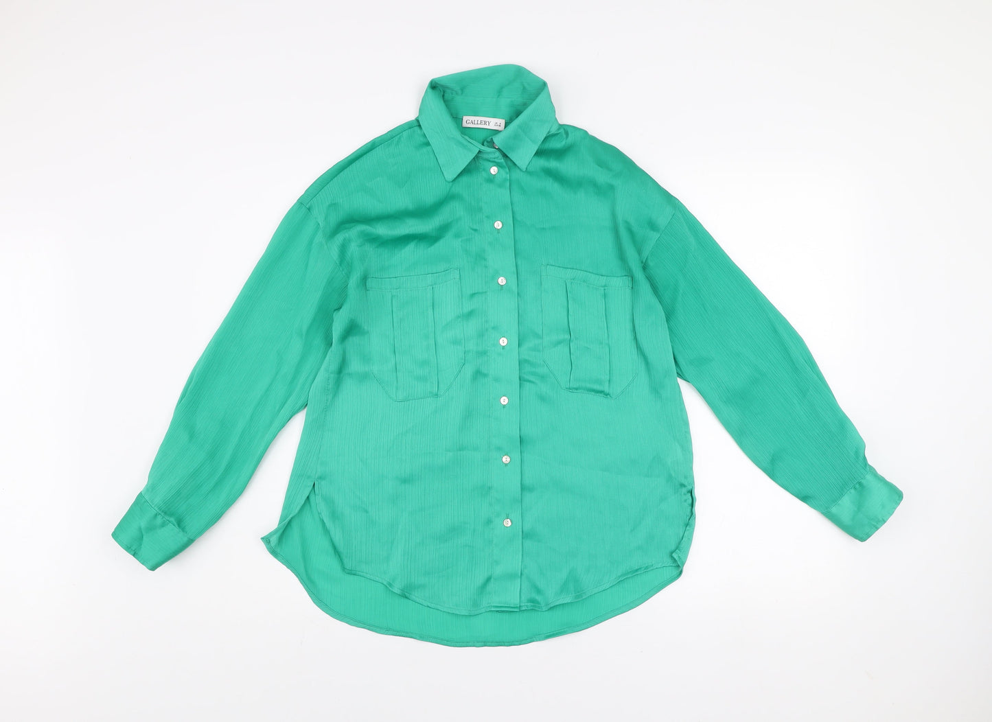 Gallery Women’s Green Button-Up Long Sleeve Shirt UK 8 Polyester