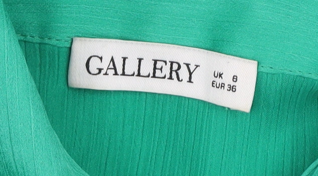 Gallery Women’s Green Button-Up Long Sleeve Shirt UK 8 Polyester
