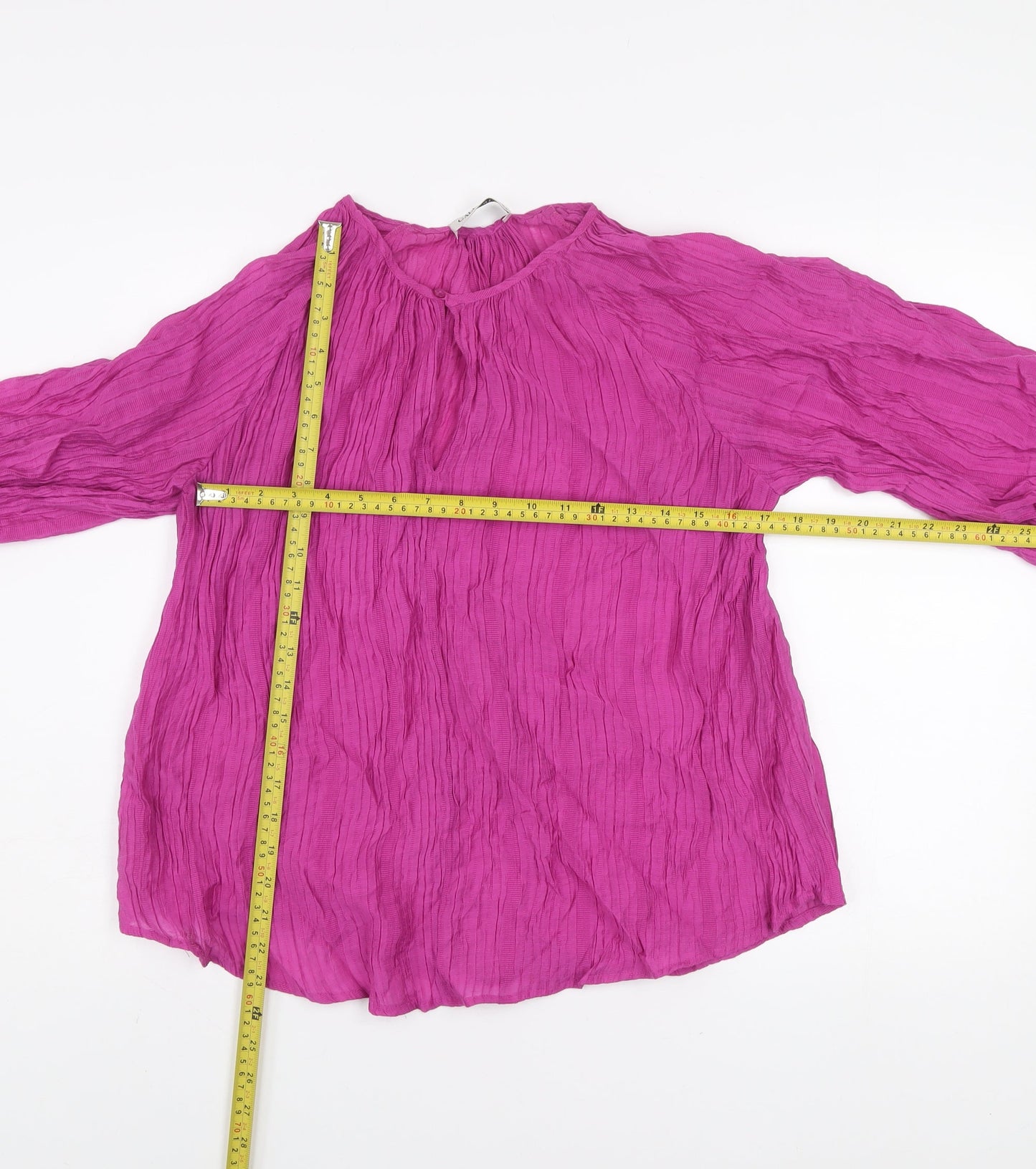 Gallery Women's Purple Crinkle Cotton Long Sleeve Tunic Blouse Size M
