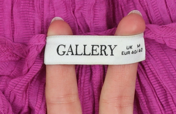 Gallery Women's Purple Crinkle Cotton Long Sleeve Tunic Blouse Size M