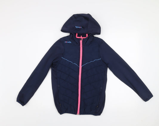 O'Neills Boys Blue Hooded Puffer Jacket 9-10 Years Full Zip Lightweight