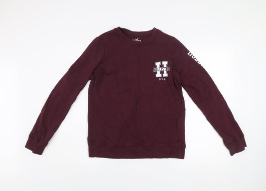 Hollister Men's Brown Logo Sweatshirt Small Regular Fit Crew Neck