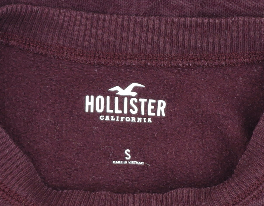 Hollister Men's Brown Logo Sweatshirt Small Regular Fit Crew Neck