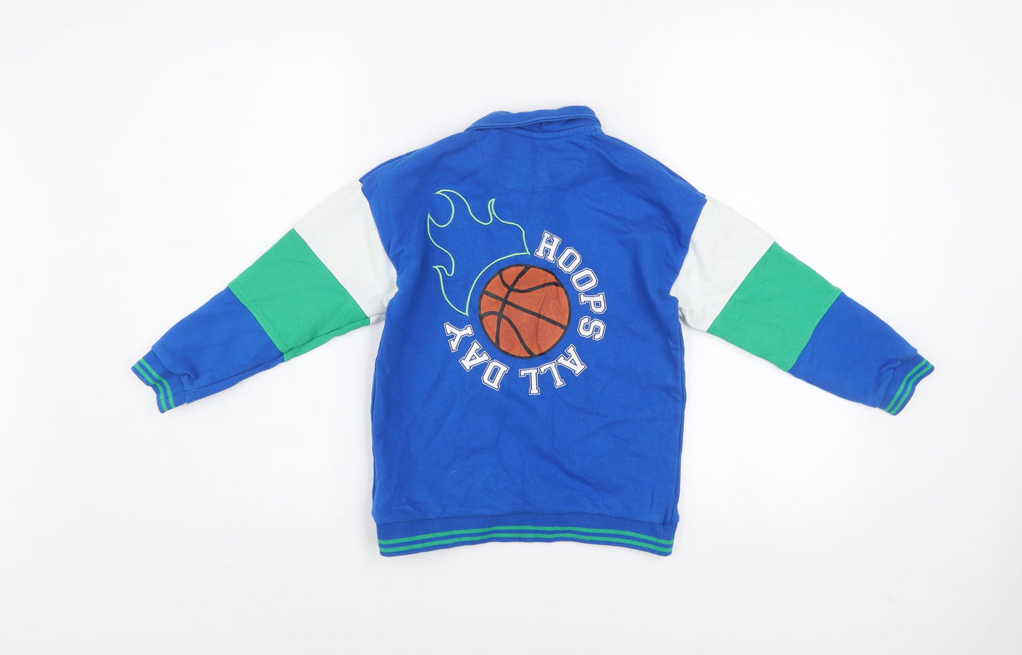 Dunnes Stores Girls Blue Colourblock Basketball Henley Sweatshirt 6-7 Years