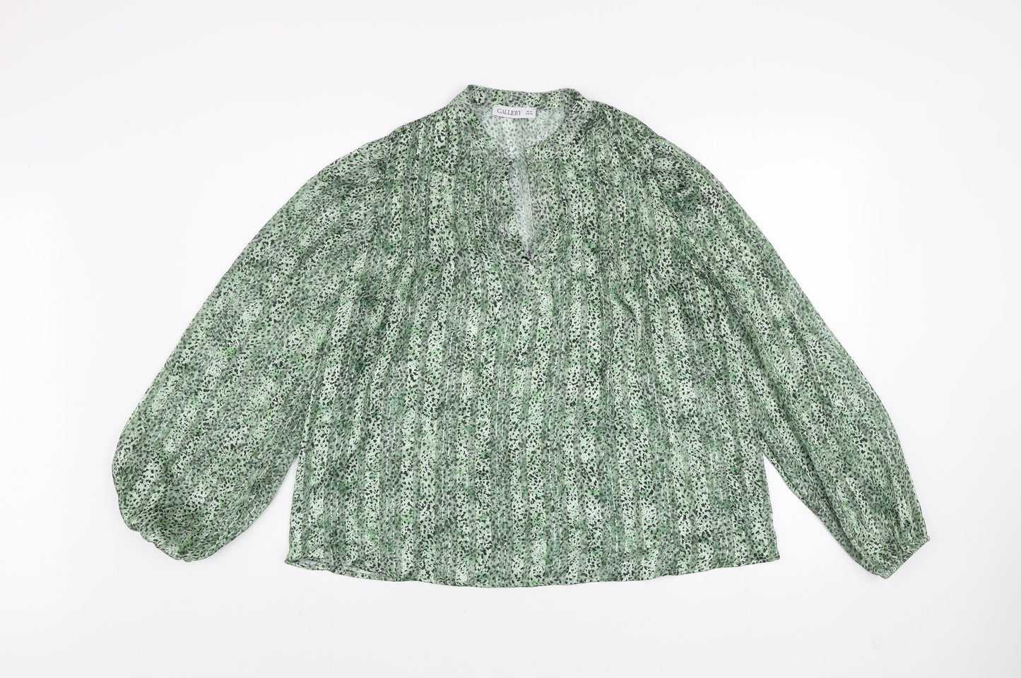 Gallery Women’s Green Animal Print Chiffon Tunic Blouse UK 10