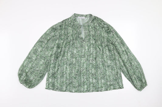 Gallery Women’s Green Animal Print Chiffon Tunic Blouse UK 10