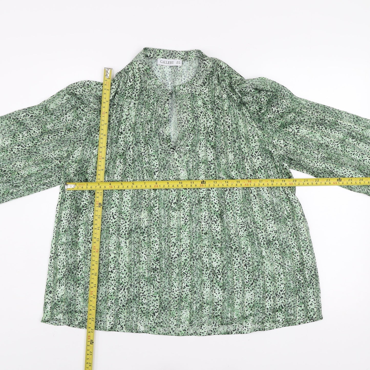 Gallery Women’s Green Animal Print Chiffon Tunic Blouse UK 10
