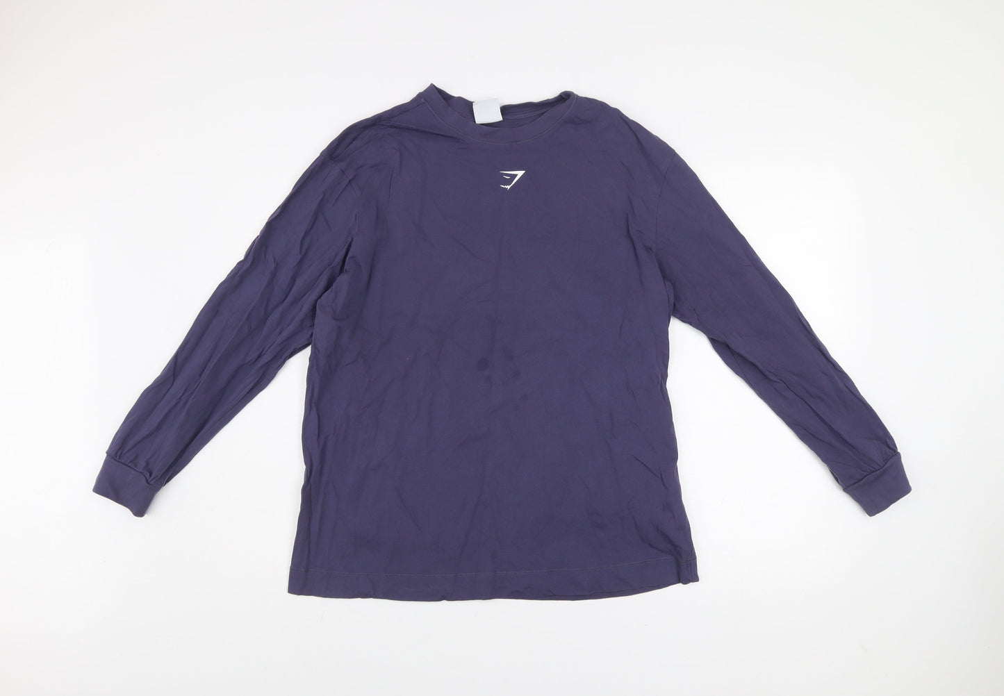 Gymshark Men's Blue Long Sleeve Cotton Top Size M Casual Sportswear