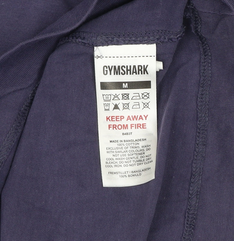 Gymshark Men's Blue Long Sleeve Cotton Top Size M Casual Sportswear
