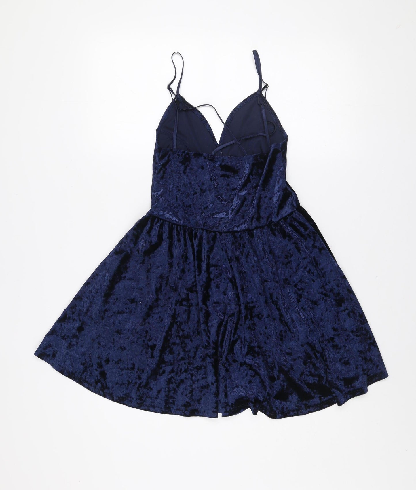Primark Women's Blue Velvet V-Neck Playsuit Size 10
